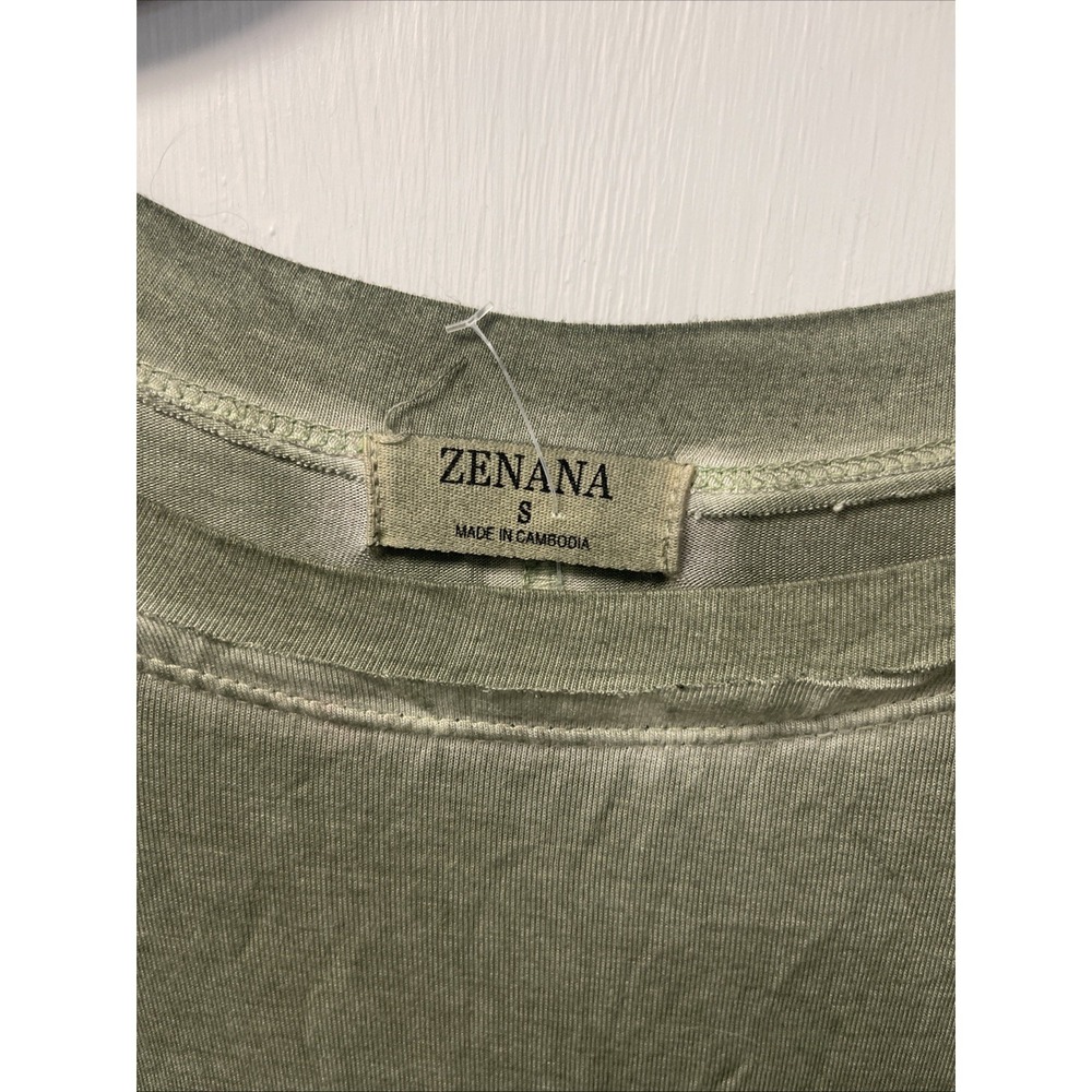 Zenana Outfitters Oversized S Moss Green Short Sleeve Raglan Tee Easily Fit 1X - Picture 2 of 12